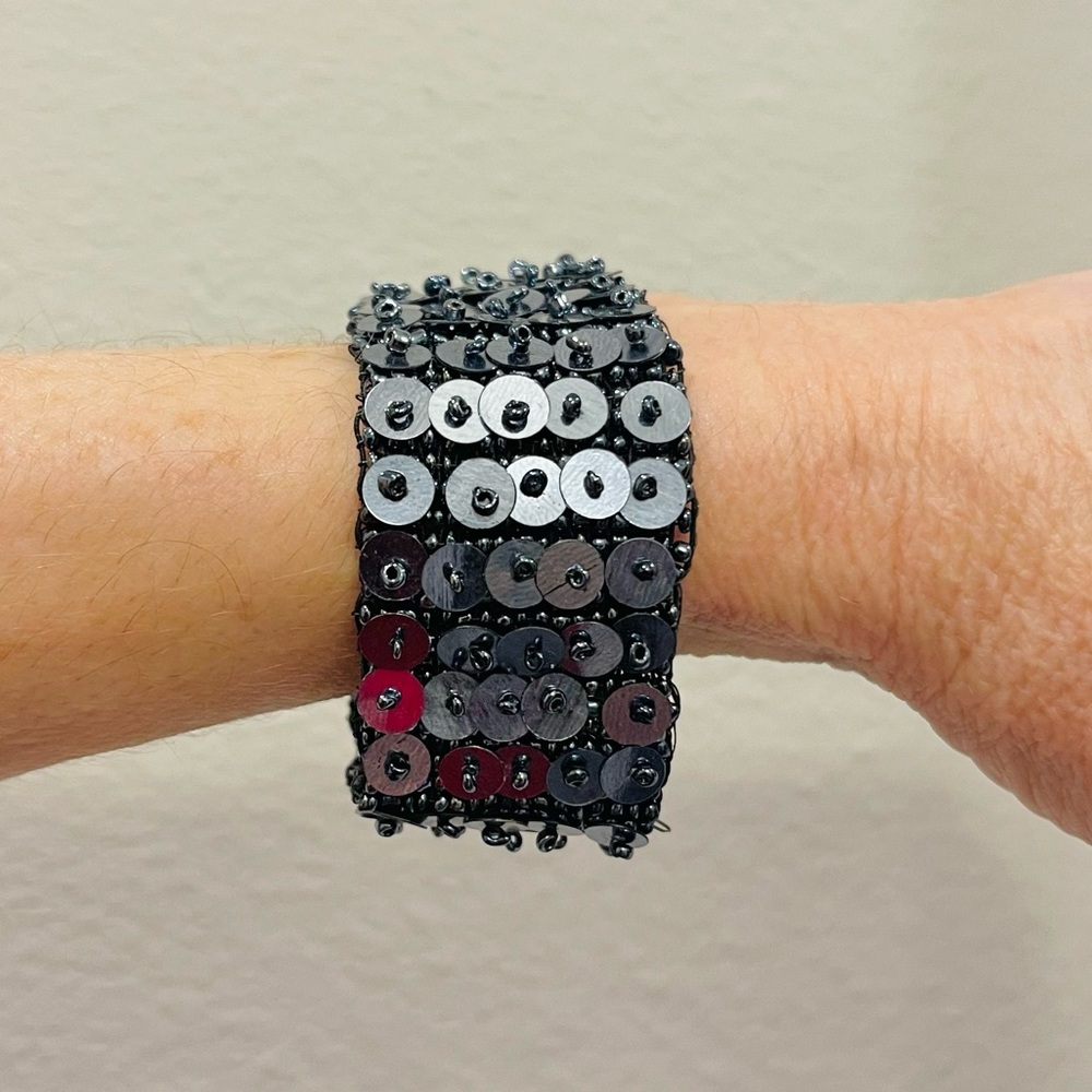 Vintage Metallic Sequins Beaded Stretch Bracelet Claire's Jewelry